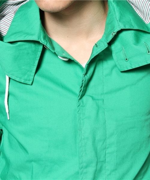 coen（コーエン）の「フーデットステンカラーコート（ステンカラーコート・メンズ・ダークグリーン/コバルトブルー・MEDIUM/LARGE/SMALL/X-LARGE）」の7枚目の写真