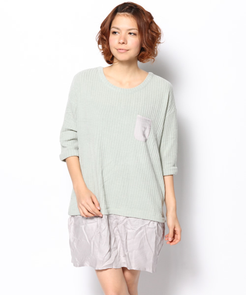 mystic（ミスティック）の「リブ裏毛ドッキングワンピース（ワンピース・レディース・ネイビー/オフホワイト/ミント/ベージュ・ﾌﾘ-）」の16枚目の写真