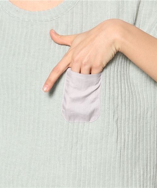 mystic（ミスティック）の「リブ裏毛ドッキングワンピース（ワンピース・レディース・ネイビー/オフホワイト/ミント/ベージュ・ﾌﾘ-）」の20枚目の写真