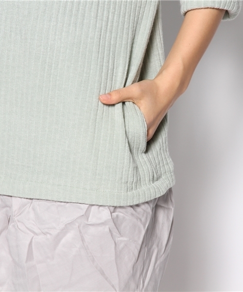 mystic（ミスティック）の「リブ裏毛ドッキングワンピース（ワンピース・レディース・ネイビー/オフホワイト/ミント/ベージュ・ﾌﾘ-）」の18枚目の写真