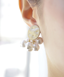 Fun & Daily | サークルメタル＆パールドロップイヤリング(イヤリング)