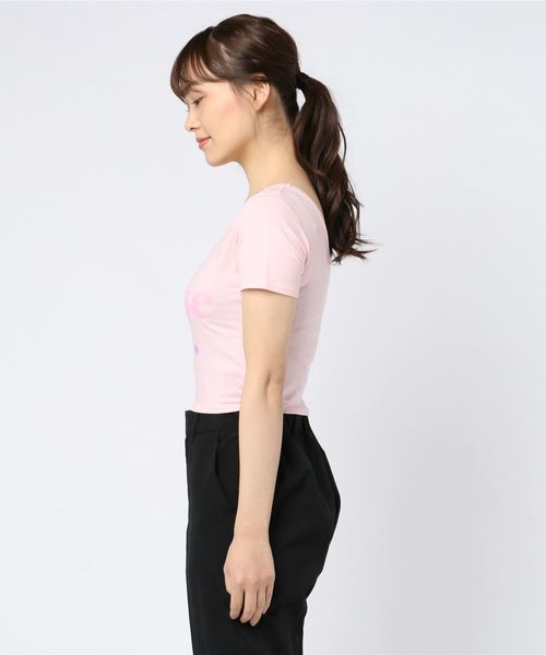 WEGO（ウィゴー）の「WEGO/ロゴプリントピチTシャツ（Tシャツ/カットソー・レディース・オフホワイト/ブラック/サックスブルー/ライトピンク・FREE）」の5枚目の写真