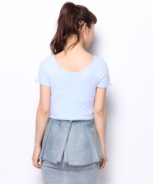 WEGO（ウィゴー）の「WEGO/ロゴプリントピチTシャツ（Tシャツ/カットソー・レディース・オフホワイト/ブラック/サックスブルー/ライトピンク・FREE）」の7枚目の写真