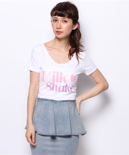 WEGO（ウィゴー）の「WEGO/ロゴプリントピチTシャツ（Tシャツ/カットソー・レディース・オフホワイト/ブラック/サックスブルー/ライトピンク・FREE）」の11枚目の写真