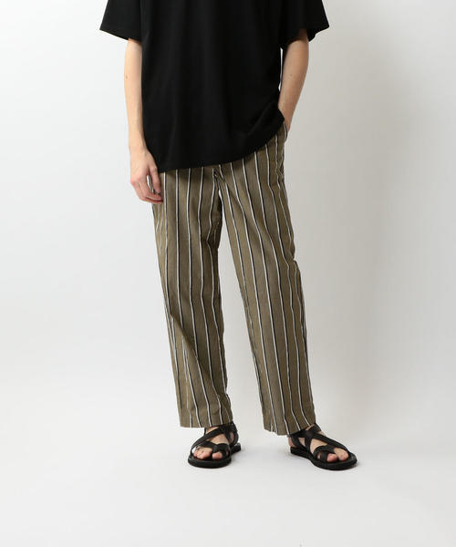 STILL BY HAND（スティルバイハンド）の「＜STILL BY HAND＞ STRIPE EASY PANTS/イージーパンツ □□（その他パンツ・メンズ・ベージュ/オリーブ・48/44/46）」の2枚目の写真