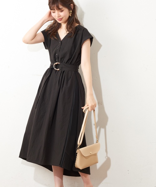 natural couture（ナチュラルクチュール）の「お上品サイドプリーツワンピース（ワンピース・レディース・ブラック/ベージュ/ブルー系その他/ライトパープル/イエロー系その他・FREE）」の2枚目の写真