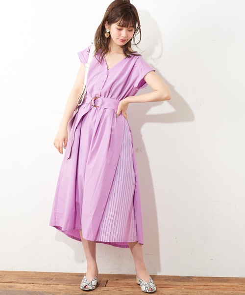 natural couture（ナチュラルクチュール）の「お上品サイドプリーツワンピース（ワンピース・レディース・ブラック/ベージュ/ブルー系その他/ライトパープル/イエロー系その他・FREE）」の8枚目の写真