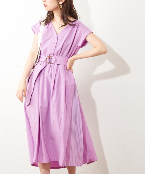 natural couture（ナチュラルクチュール）の「お上品サイドプリーツワンピース（ワンピース・レディース・ブラック/ベージュ/ブルー系その他/ライトパープル/イエロー系その他・FREE）」の12枚目の写真