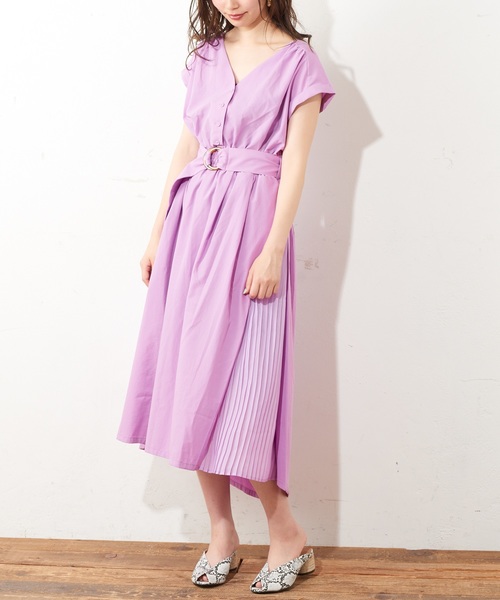 natural couture（ナチュラルクチュール）の「お上品サイドプリーツワンピース（ワンピース・レディース・ブラック/ベージュ/ブルー系その他/ライトパープル/イエロー系その他・FREE）」の21枚目の写真