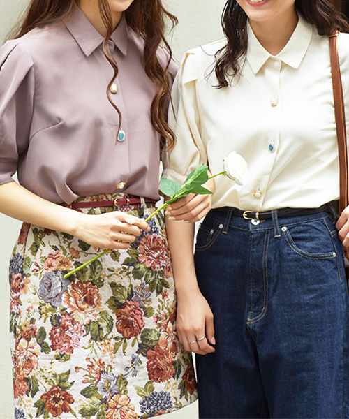 PairPair（ペアペア）の「チェック柄＆無地イロイロボタンシャツブラウス（シャツ/ブラウス・レディース・ライトグレー/ブラック/ベージュ/アイボリー/モカ・FREE）」の2枚目の写真