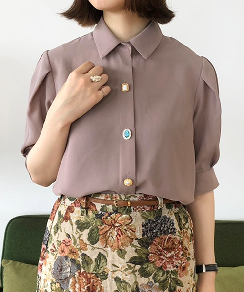 PairPair（ペアペア）の「チェック柄＆無地イロイロボタンシャツブラウス（シャツ/ブラウス・レディース・ライトグレー/ブラック/ベージュ/アイボリー/モカ・FREE）」の15枚目の写真