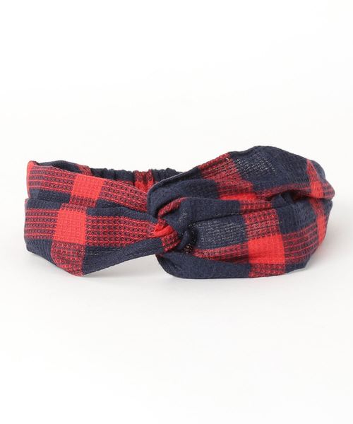 カヤ(カヤ)の「【カヤ】弁慶格子 チェック柄ヘアバンド(ヘアバンド・レディース・ブラック/ネイビー/レッド・FREE)」の1枚目の写真