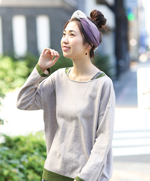 チチカカ（チチカカ）の「ニット＆チュールヘアバンド（ヘアバンド・レディース・ベージュ/グレー・FREE）」の4枚目の写真