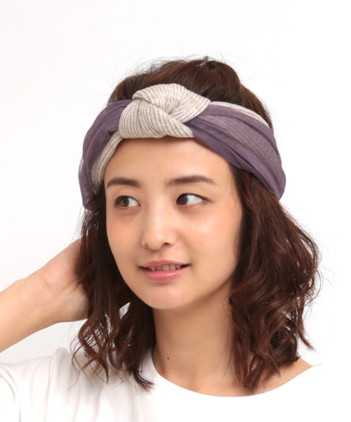 チチカカ（チチカカ）の「ニット＆チュールヘアバンド（ヘアバンド・レディース・ベージュ/グレー・FREE）」の5枚目の写真