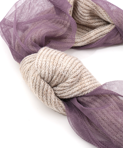 チチカカ（チチカカ）の「ニット＆チュールヘアバンド（ヘアバンド・レディース・ベージュ/グレー・FREE）」の7枚目の写真