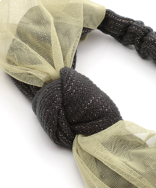 チチカカ（チチカカ）の「ニット＆チュールヘアバンド（ヘアバンド・レディース・ベージュ/グレー・FREE）」の6枚目の写真