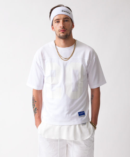 MONKEY TIME（モンキータイム）の「MT ∴ リバー メッシュ フットボールTEE ◆（Tシャツ/カットソー・メンズ・ホワイト/ブラック・LARGE/SMALL/MEDIUM/X-LARGE）」の3枚目の写真