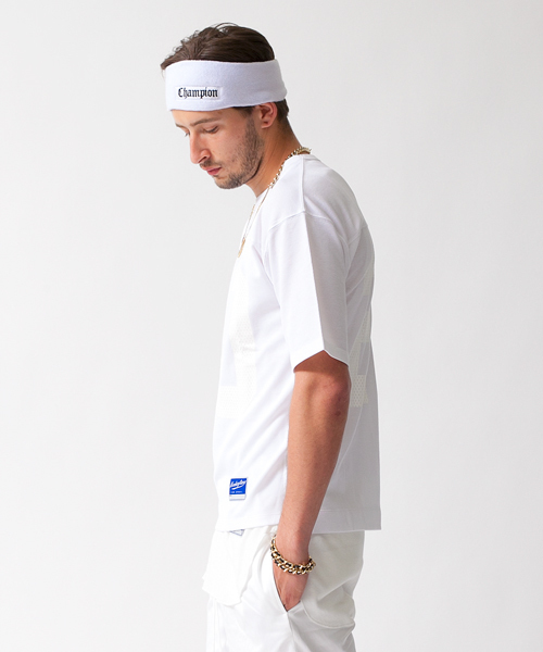 MONKEY TIME（モンキータイム）の「MT ∴ リバー メッシュ フットボールTEE ◆（Tシャツ/カットソー・メンズ・ホワイト/ブラック・LARGE/SMALL/MEDIUM/X-LARGE）」の4枚目の写真