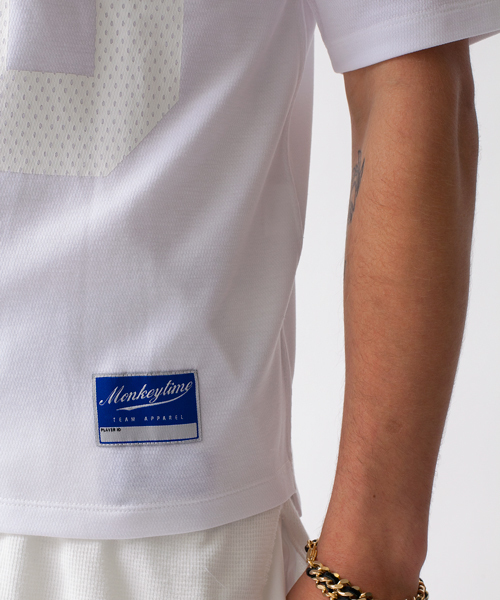 MONKEY TIME（モンキータイム）の「MT ∴ リバー メッシュ フットボールTEE ◆（Tシャツ/カットソー・メンズ・ホワイト/ブラック・LARGE/SMALL/MEDIUM/X-LARGE）」の6枚目の写真