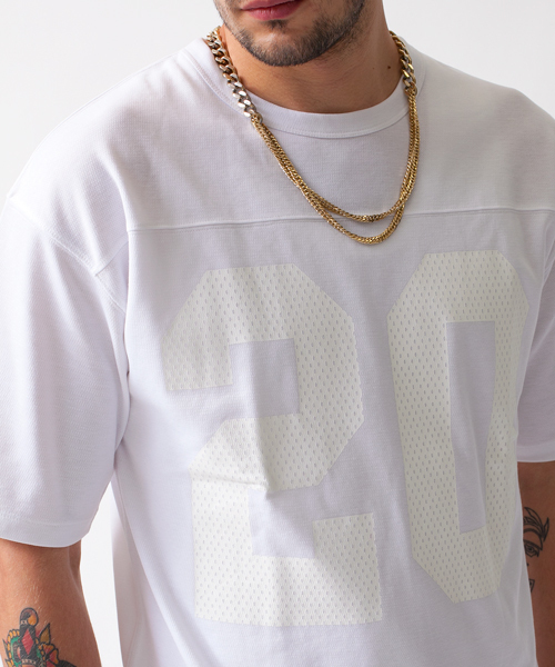 MONKEY TIME（モンキータイム）の「MT ∴ リバー メッシュ フットボールTEE ◆（Tシャツ/カットソー・メンズ・ホワイト/ブラック・LARGE/SMALL/MEDIUM/X-LARGE）」の7枚目の写真