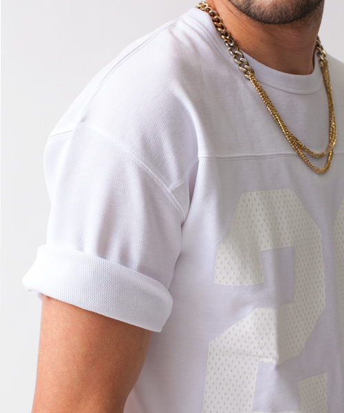 MONKEY TIME（モンキータイム）の「MT ∴ リバー メッシュ フットボールTEE ◆（Tシャツ/カットソー・メンズ・ホワイト/ブラック・LARGE/SMALL/MEDIUM/X-LARGE）」の8枚目の写真