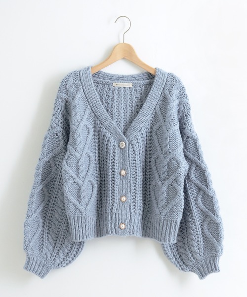 MAJESTIC LEGON（マジェスティックレゴン）の「ハートケーブルカーディガン（カーディガン/ボレロ・レディース・ブラウン/ベージュ/ピンク/アイボリー/ブルー・MEDIUM）」の5枚目の写真