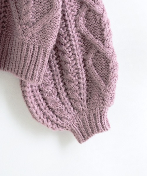 MAJESTIC LEGON（マジェスティックレゴン）の「ハートケーブルカーディガン（カーディガン/ボレロ・レディース・ブラウン/ベージュ/ピンク/アイボリー/ブルー・MEDIUM）」の8枚目の写真