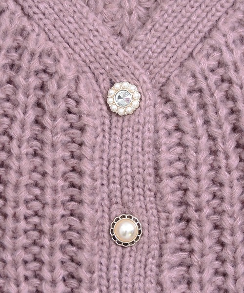 MAJESTIC LEGON（マジェスティックレゴン）の「ハートケーブルカーディガン（カーディガン/ボレロ・レディース・ブラウン/ベージュ/ピンク/アイボリー/ブルー・MEDIUM）」の9枚目の写真