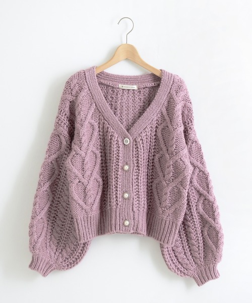 MAJESTIC LEGON（マジェスティックレゴン）の「ハートケーブルカーディガン（カーディガン/ボレロ・レディース・ブラウン/ベージュ/ピンク/アイボリー/ブルー・MEDIUM）」の15枚目の写真