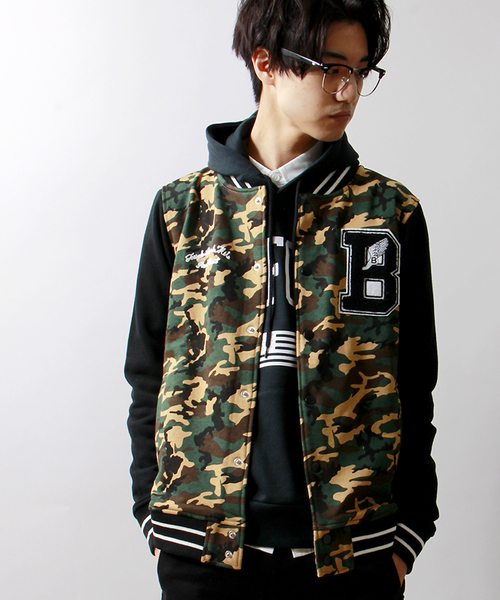 WEGO（ウィゴー）の「WEGO/ワッペンスウェットスタジャン（スタジャン・メンズ・ネイビー/キャメル/ワイン/ブラック/その他1・LARGE/MEDIUM）」の5枚目の写真