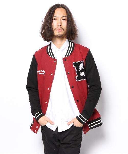 WEGO（ウィゴー）の「WEGO/ワッペンスウェットスタジャン（スタジャン・メンズ・ネイビー/キャメル/ワイン/ブラック/その他1・LARGE/MEDIUM）」の9枚目の写真