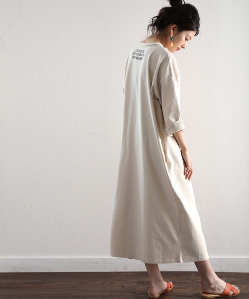 セール 空紡糸ポケット付ゆったりバックプリントコットンマキシ丈フレアワンピース 半端袖 ワンピース Classicalelf クラシカルエルフ のファッション通販 Zozotown