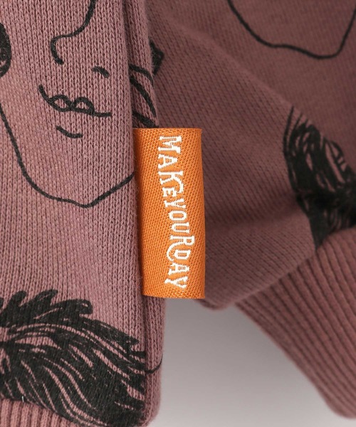 MAKE YOUR DAY(メイクユアデイ)の「いろんな顔総柄裏毛トレーナー■80~140cm(スウェット・キッズ・ベージュ/パープル/カーキ・90/100/110/120/80/130/140)」の18枚目の写真