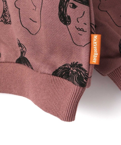 MAKE YOUR DAY(メイクユアデイ)の「いろんな顔総柄裏毛トレーナー■80~140cm(スウェット・キッズ・ベージュ/パープル/カーキ・90/100/110/120/80/130/140)」の19枚目の写真