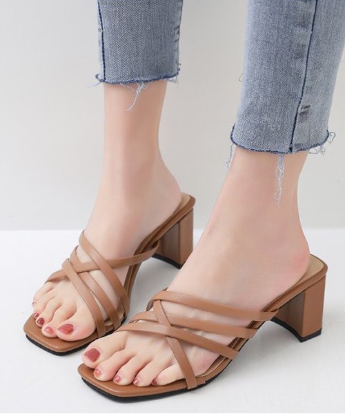 Call It Spring 安定ヒール スクウェアテュ・ストラップサンダル Women's Shoes, Sandals, Sneakers, Boots, Handbags & More
