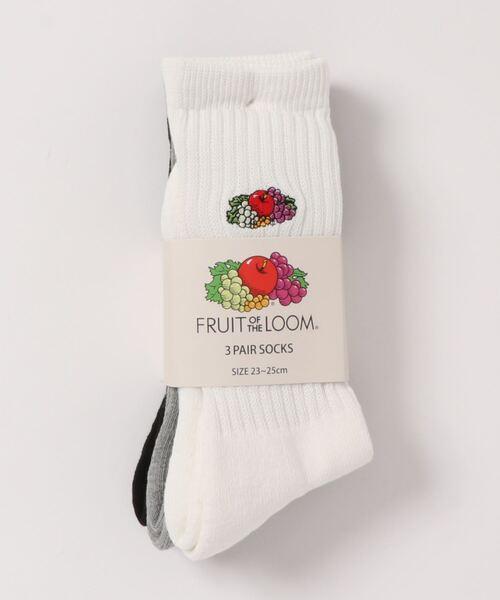 FRUIT OF THE LOOM(フルーツオブザルーム)の「クルー丈底パイル刺繍 / クルー丈ソックス / リーズナブル / 3足セット / モノトーン / シンプル(ソックス/靴下・レディース・マルチ・FREE)」の3枚目の写真