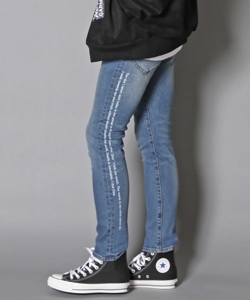 GALLIS ADDICTION（ガリスアディクション）の「GA MESSAGE DENIM PANTS/デニム ジョガー パンツ（デニムパンツ・メンズ・ブラック/インディゴブルー・S/M/L）」の2枚目の写真