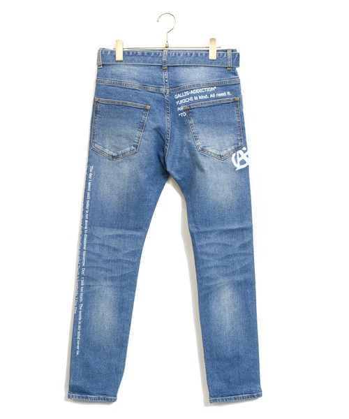 GALLIS ADDICTION（ガリスアディクション）の「GA MESSAGE DENIM PANTS/デニム ジョガー パンツ（デニムパンツ・メンズ・ブラック/インディゴブルー・S/M/L）」の3枚目の写真