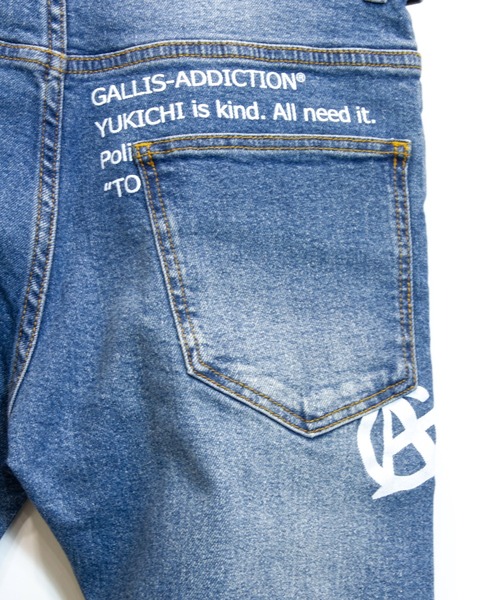 GALLIS ADDICTION（ガリスアディクション）の「GA MESSAGE DENIM PANTS/デニム ジョガー パンツ（デニムパンツ・メンズ・ブラック/インディゴブルー・S/M/L）」の5枚目の写真