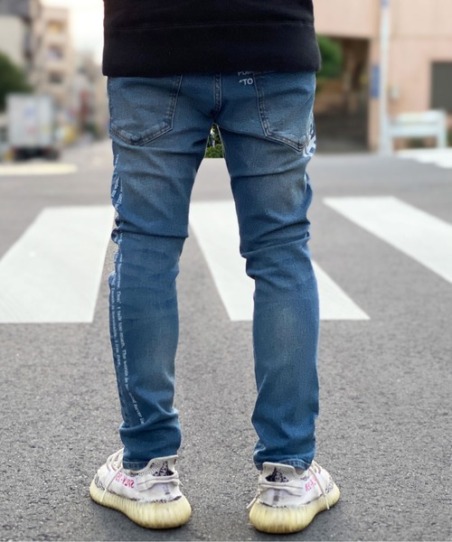 GALLIS ADDICTION（ガリスアディクション）の「GA MESSAGE DENIM PANTS/デニム ジョガー パンツ（デニムパンツ・メンズ・ブラック/インディゴブルー・S/M/L）」の14枚目の写真