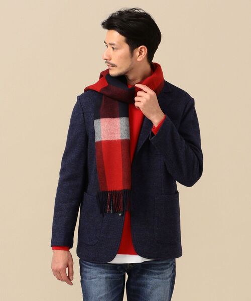 SHIPS(シップス)の「SHIPS: カシミヤ ダブルフェイス チェック リバーシブルマフラー(マフラー・メンズ・ライトグレー/ネイビー/レッド/グレー・ONE SIZE)」の6枚目の写真