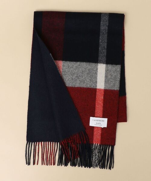 SHIPS(シップス)の「SHIPS: カシミヤ ダブルフェイス チェック リバーシブルマフラー(マフラー・メンズ・ライトグレー/ネイビー/レッド/グレー・ONE SIZE)」の21枚目の写真