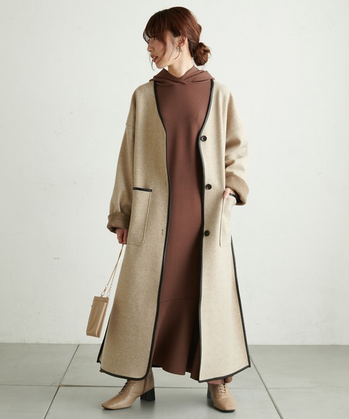 natural couture(ナチュラルクチュール)の「【WEB限定】ダンボールニットフードワンピース Mサイズ(ワンピース・レディース・ブラック/ブラウン/カーキ/ピンク/ライトベージュ・MEDIUM)」の22枚目の写真