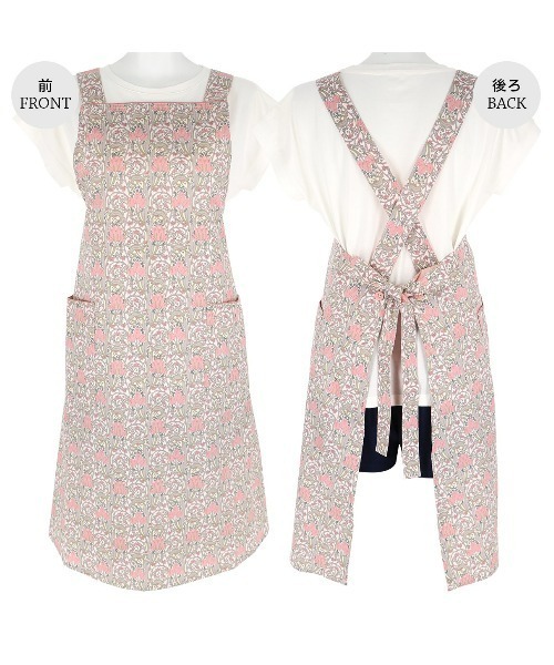 NAIGAI(ナイガイ)の「LICIE MADE WITH LIBERTY FABRIC 40ブロード 綿100% イスミニ 後結び ロングエプロン 70551006(エプロン・レディース・ネイビー/ピンク/イエロー・FREE)」の9枚目の写真