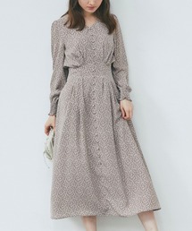 tocco closet | ウエストりぼん付きフロントタックシャーリングフラワープリントワンピース≪tocco closet luxe≫(ワンピース)