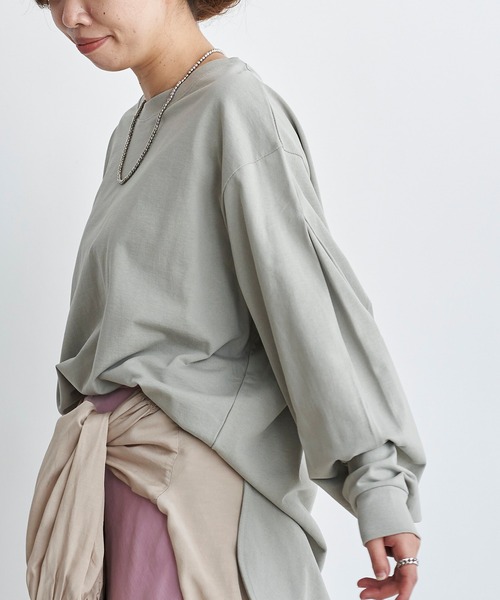 DouDou（ドゥドゥ）の「袖タックボリュームT（Tシャツ/カットソー・レディース・チャコールグレー/オフホワイト/ライトグレー・FREE）」の3枚目の写真