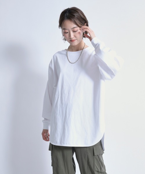 DouDou（ドゥドゥ）の「袖タックボリュームT（Tシャツ/カットソー・レディース・チャコールグレー/オフホワイト/ライトグレー・FREE）」の17枚目の写真