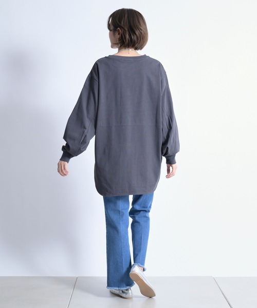 DouDou（ドゥドゥ）の「袖タックボリュームT（Tシャツ/カットソー・レディース・チャコールグレー/オフホワイト/ライトグレー・FREE）」の20枚目の写真