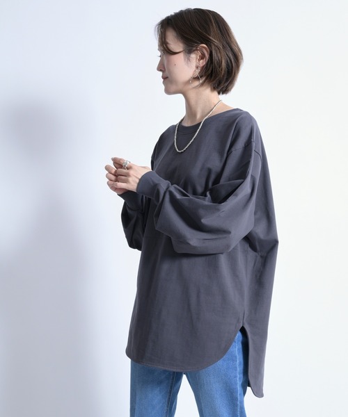 DouDou（ドゥドゥ）の「袖タックボリュームT（Tシャツ/カットソー・レディース・チャコールグレー/オフホワイト/ライトグレー・FREE）」の21枚目の写真