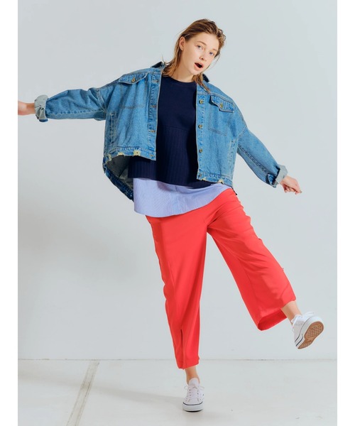 Editt by YECCA VECCA（エディットバイイェッカヴェッカ）の「2wayスリットワイドパンツ　＊（その他パンツ・レディース・レッド/ライトベージュ/ダークネイビー・FREE）」の13枚目の写真